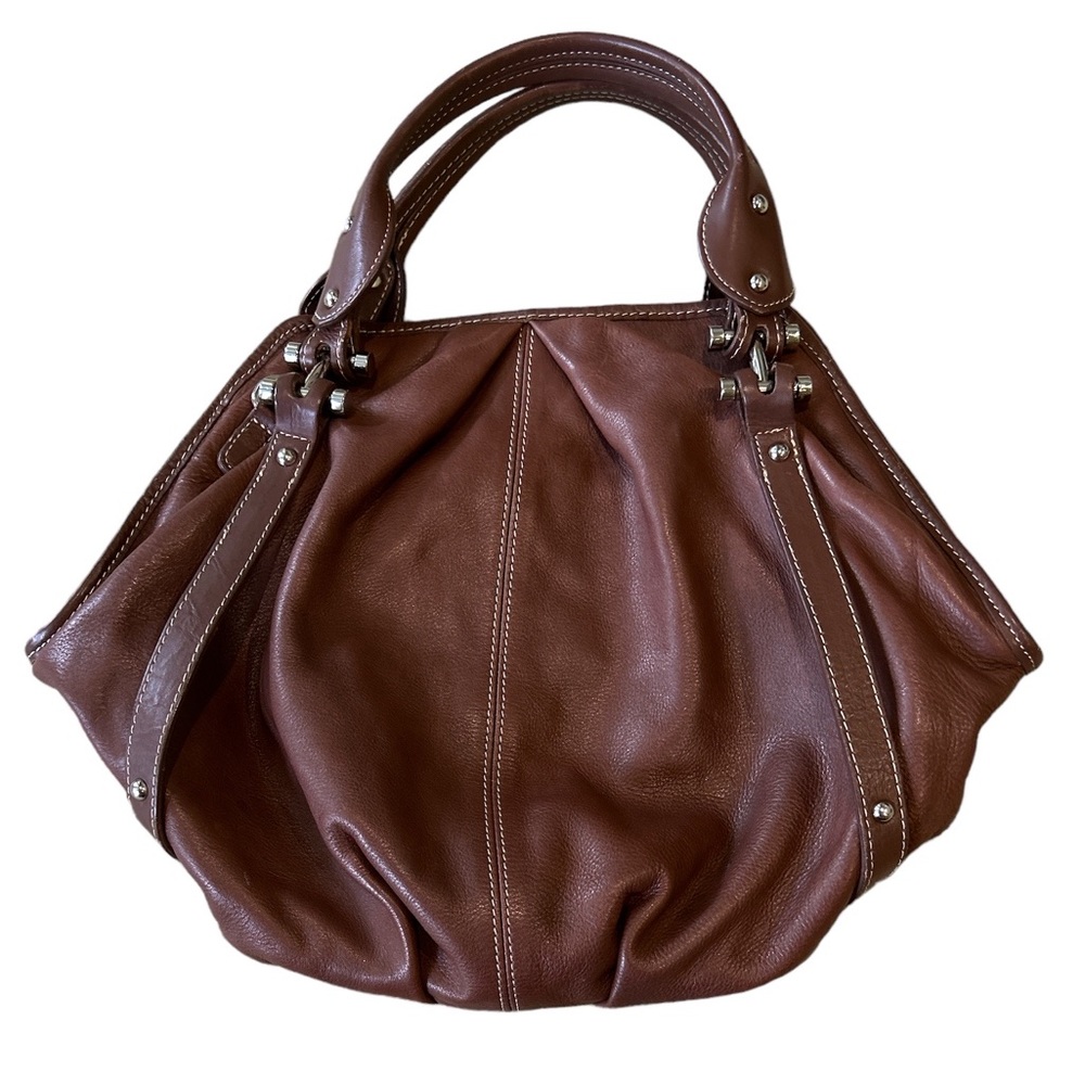Barr + Barr Brown Leather Handbag Satchel Purse - Picture 2 of 16